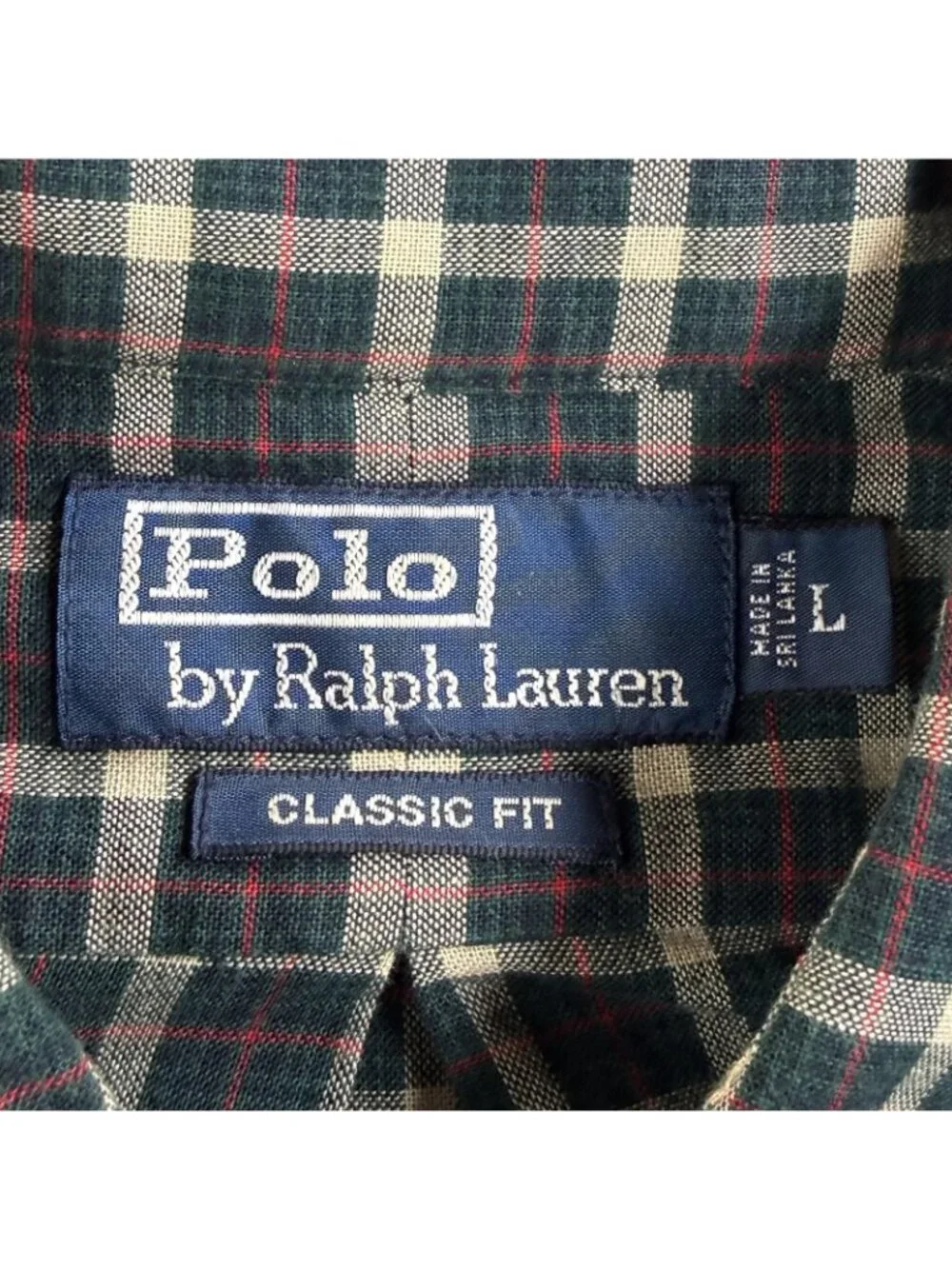 Vintage Polo Ralph Lauren Shirt Mens Large Green Check Button Up Long Sleeve Fit
